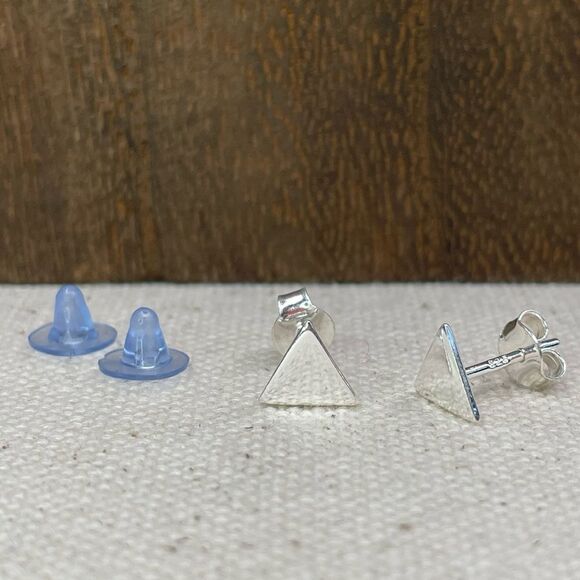 NEW Minimalist Sterling Silver Triangle Earrings - Picture 1 of 3